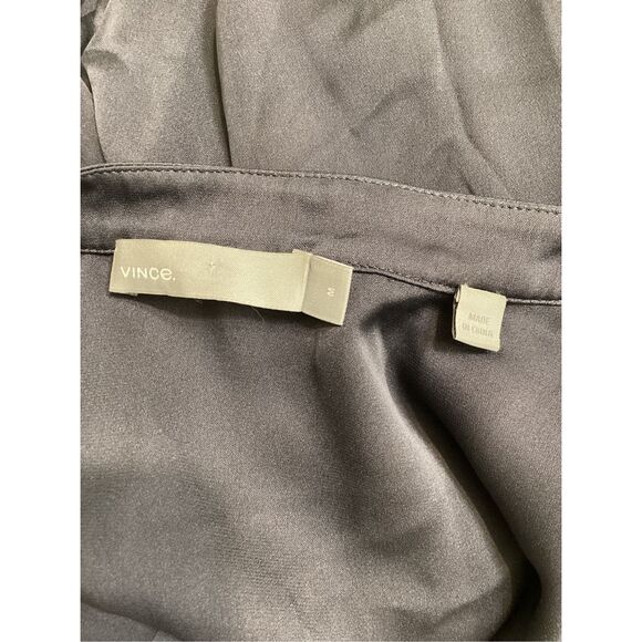 Vince Collar Stretch Silk Button Down Blouse Size M Grey - Picture 11 of 14